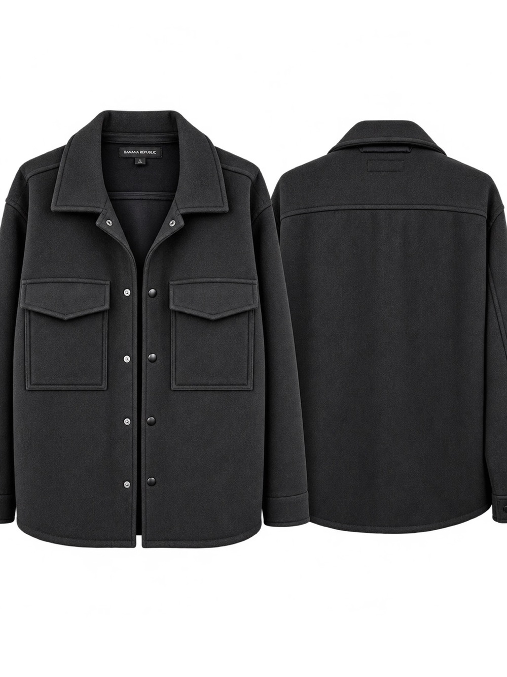 Banana Republic Men's Black Fleece Shirt Jacket
